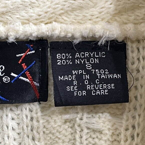 Vintage‎ JJ Browne Cardigan Sweater Womens S Cream Cable Knit Open Front Grandma - Picture 4 of 8